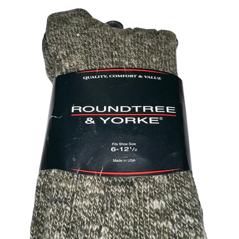 Pair Roundtree‎ & Yorke Dillards Socks Cotton Blend Brown Mens 6-12.5 New